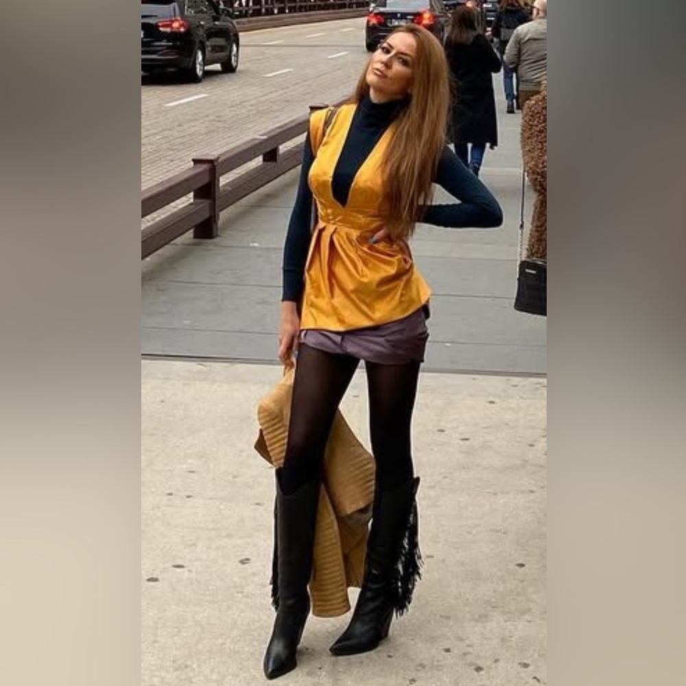 BCBGMaxAzria Mustard Mini Dress